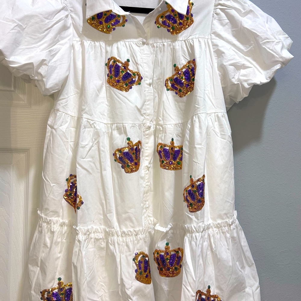 Mardi Gras Sequin Crowns Dress
